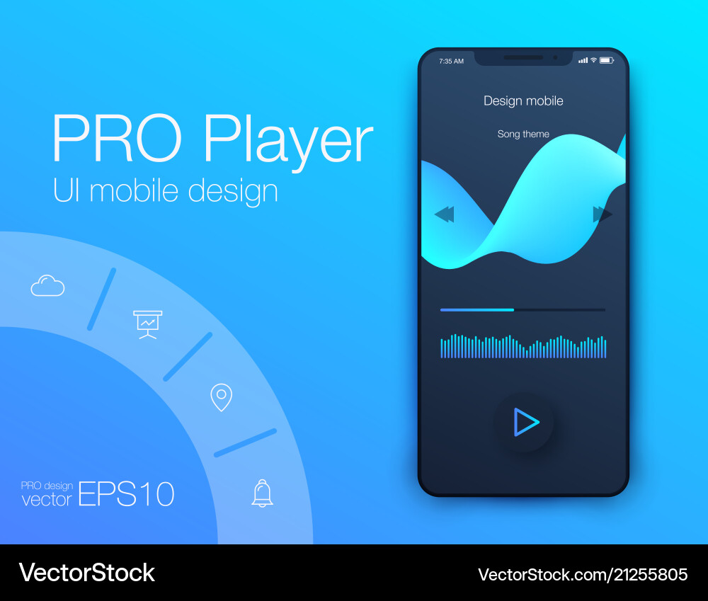 Audio player user interface concept Audio player user interface concept vector image
