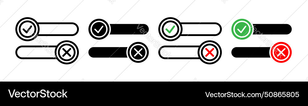 Boolean icon set true and false symbol right Boolean icon set true and false symbol right vector image