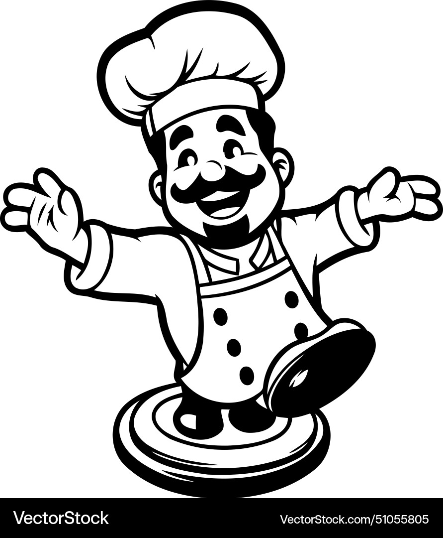 Chef cartoon character design in comic Royalty Free Vector