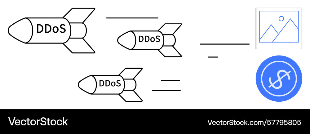 Cybersecurity concept with ddos attacks Cybersecurity concept with ddos attacks Vector Image