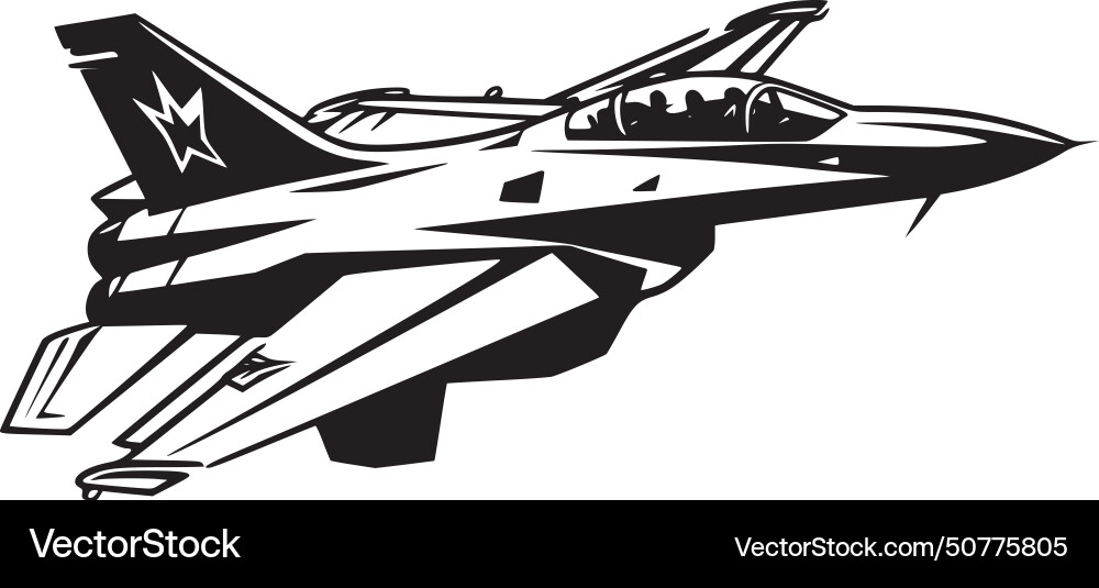 Fighter jet - minimalist and simple silhouette vector image