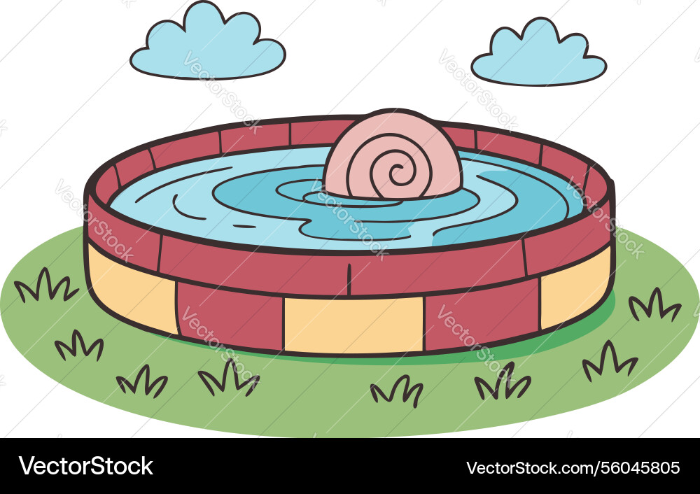 Playful circular kiddie pool with floating snail Playful circular kiddie pool with floating snail vector image