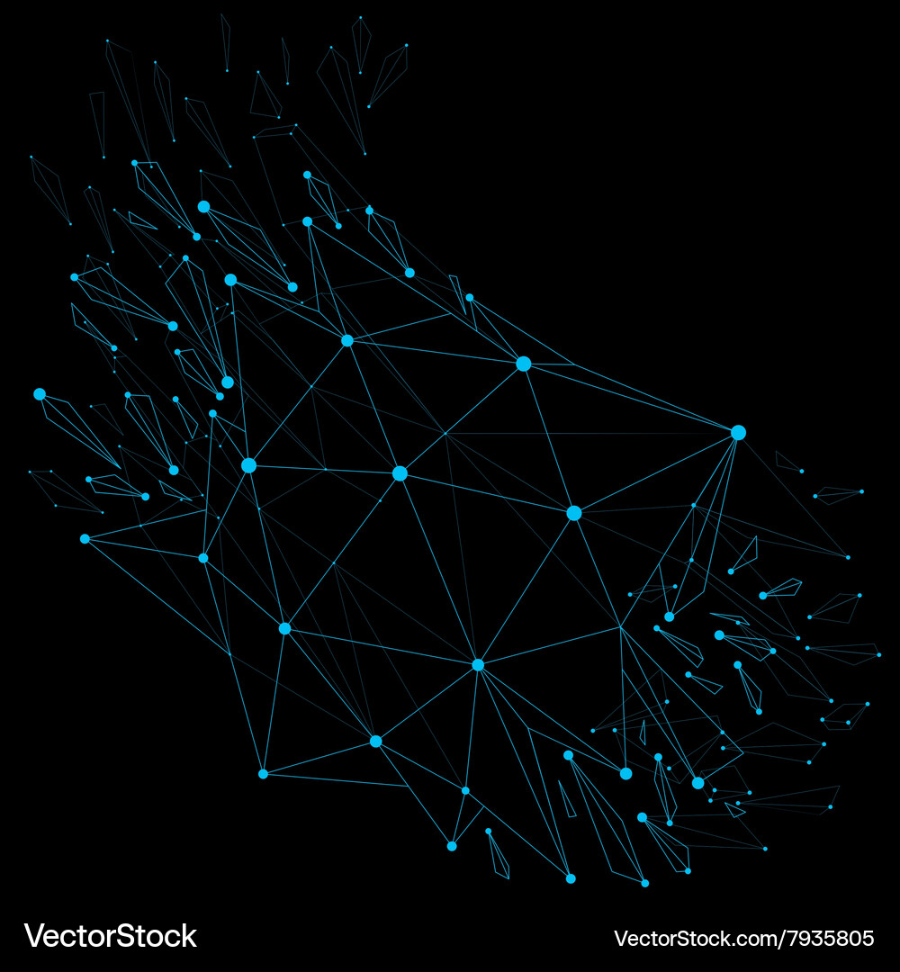Wireframe luminescent shine object with blue Vector Image