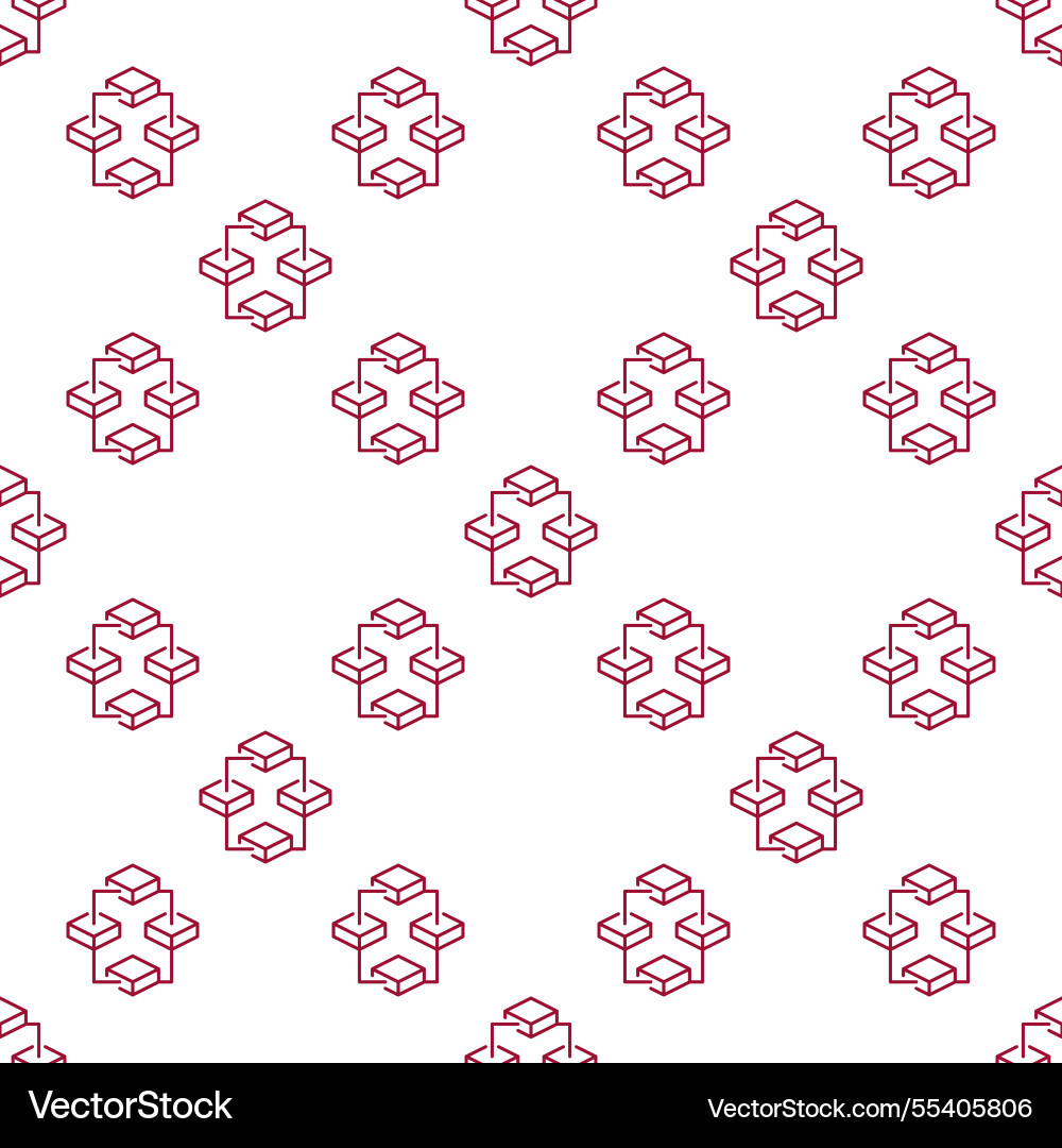 Blockchain thin line seamless pattern four blocks Blockchain thin line seamless pattern four blocks vector image