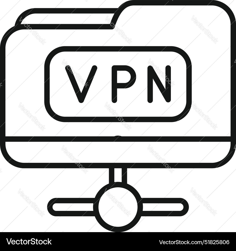 Computer connecting to vpn server using network vector image