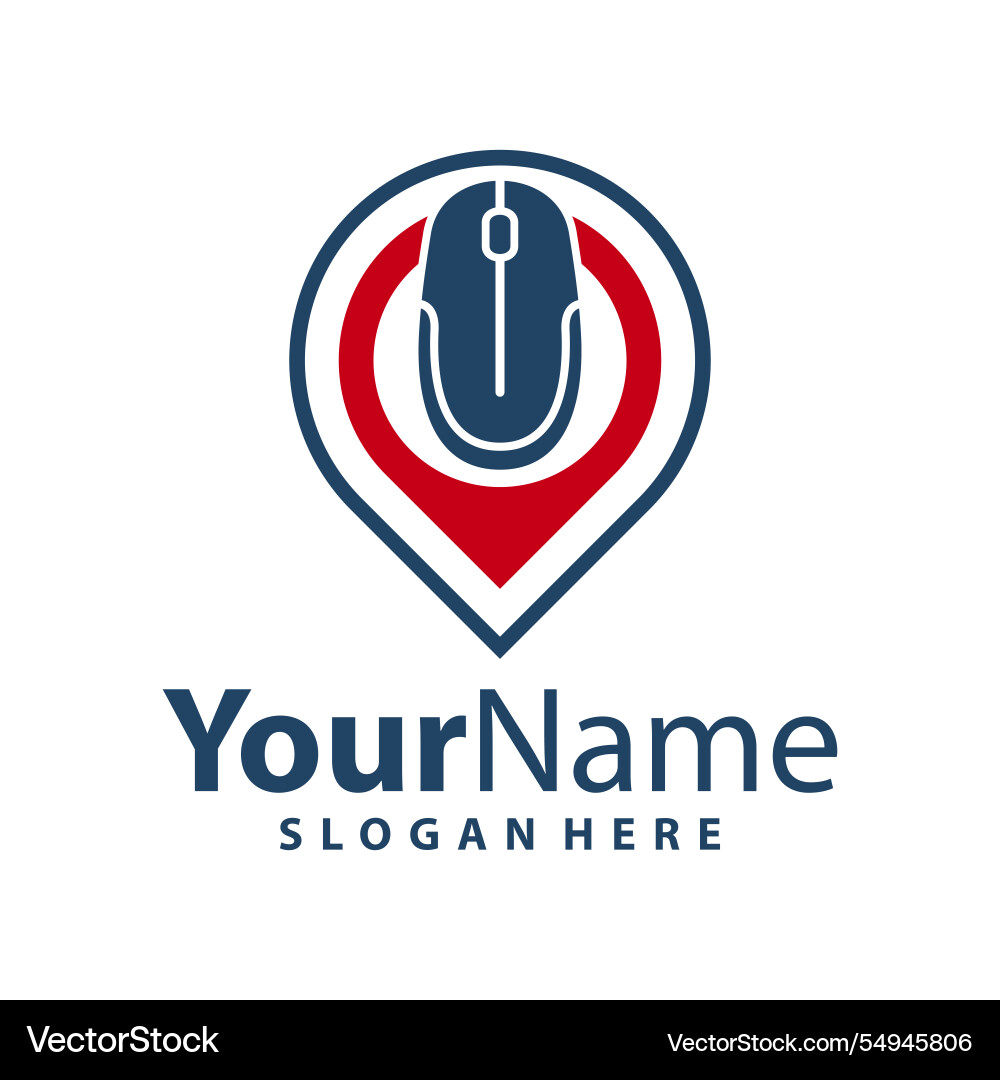 Computer mouse with point logo design Computer mouse with point logo design vector image