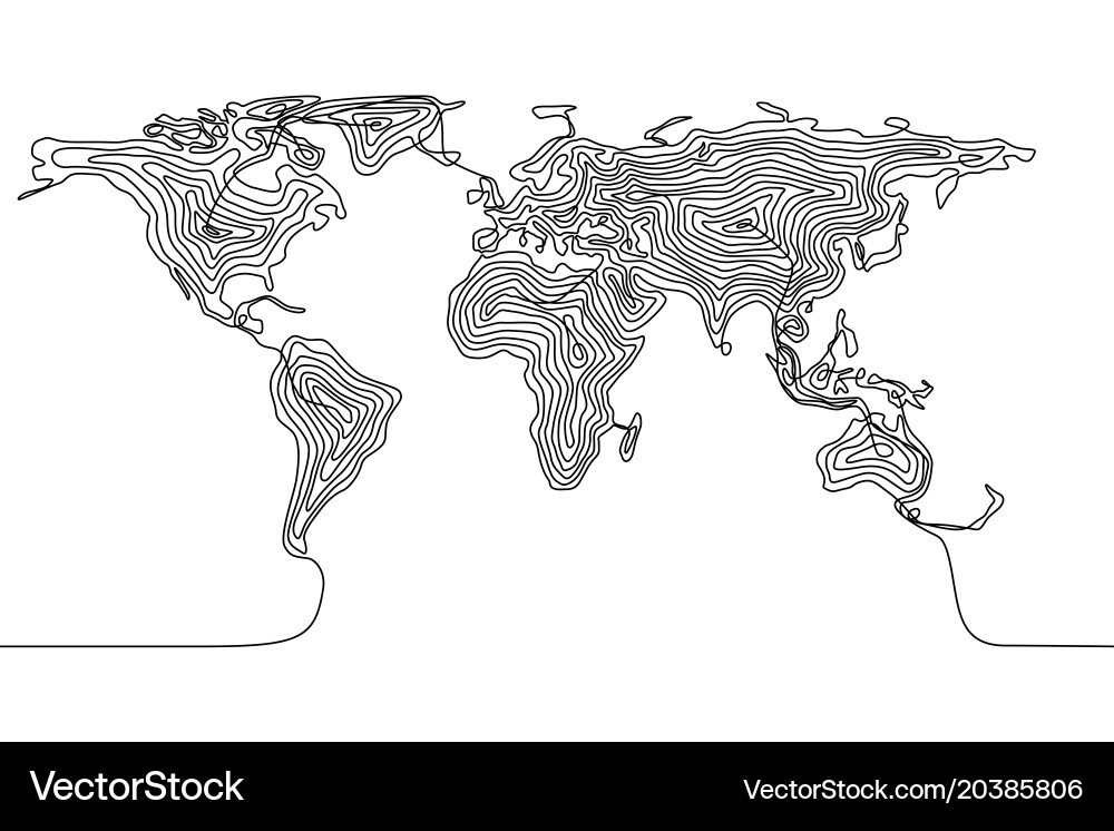 Continuous Line World Map vector image