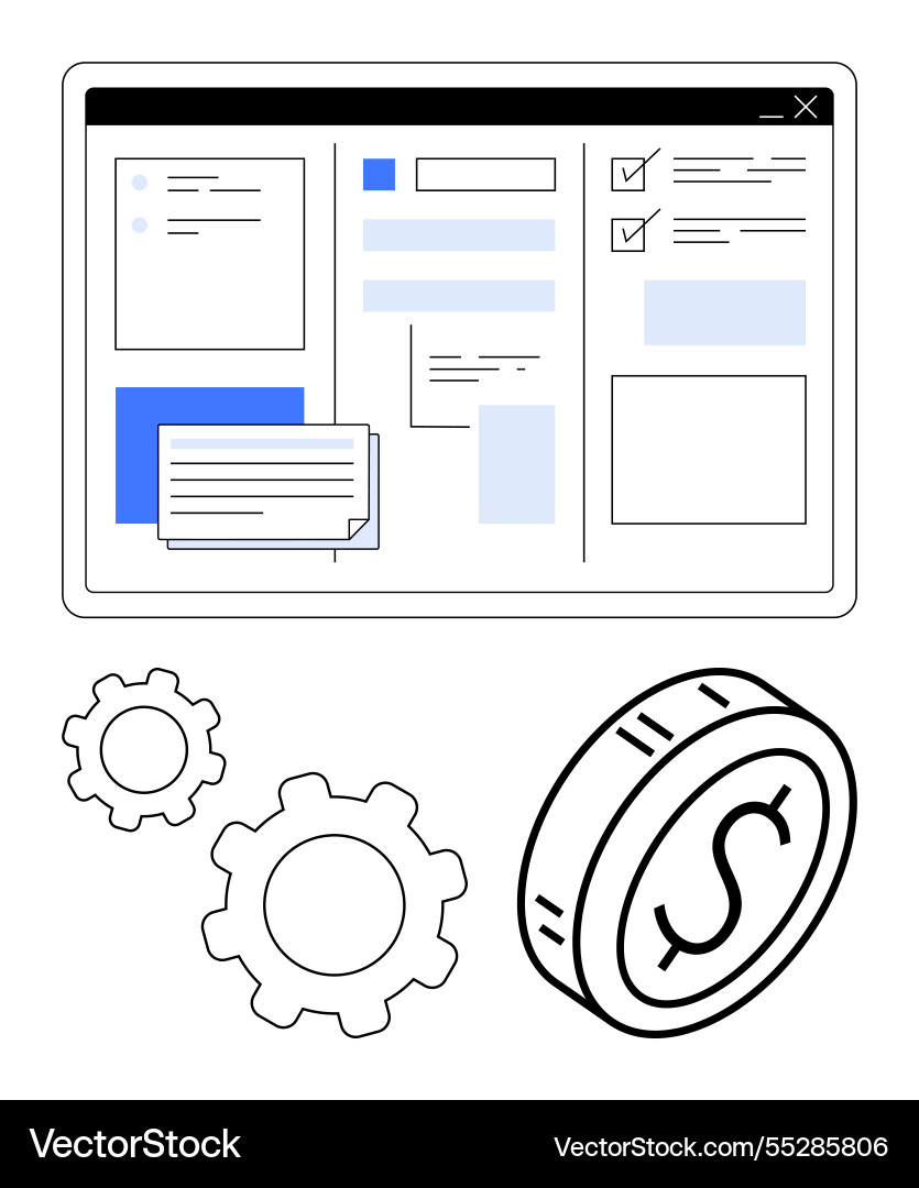 Digital workflow management with financial vector image