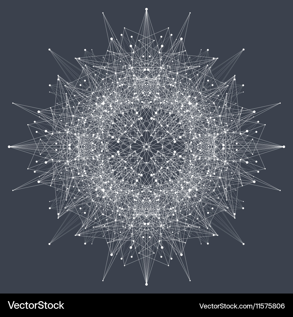 Fractal element with compounds lines and dots big vector image