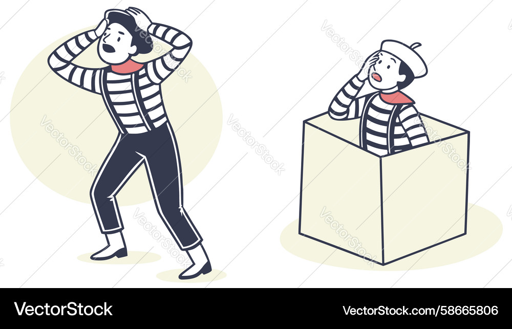 Mime character trapped in a box design generative Vector Image