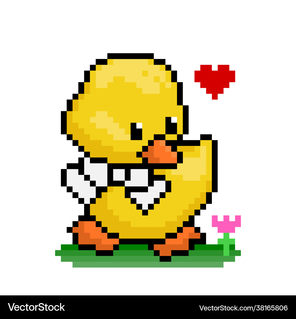 Pixel duck image for game assets Pixel duck image for game assets vector image