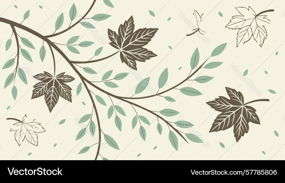 Rustic autumn leaves on branch design generative Vector Image
