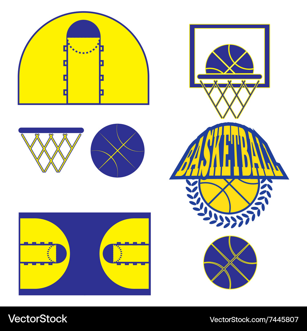 Basketball game objects icons Vector Image