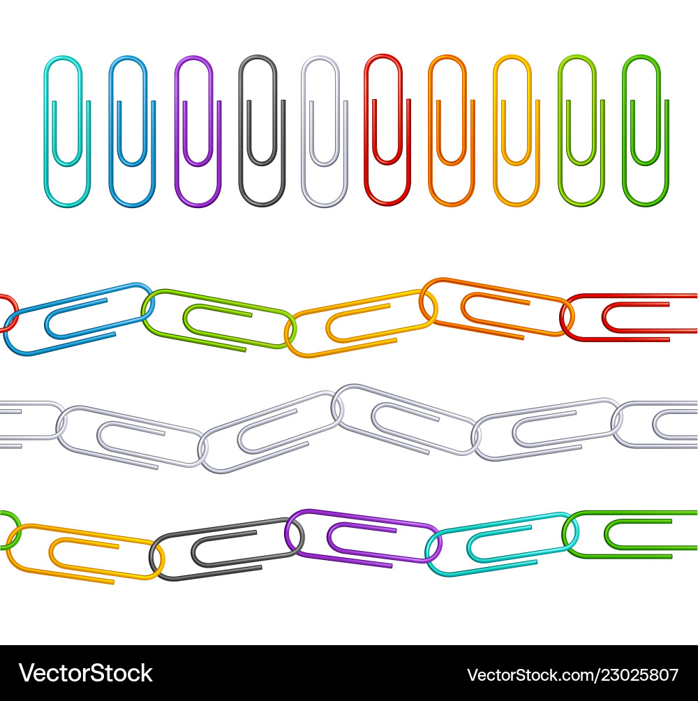 Colorful Paperclip Line Set Royalty Free Vector Image