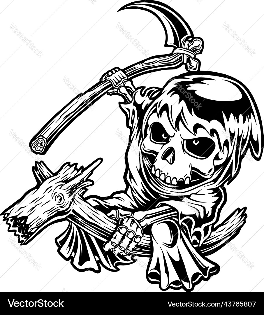 Grim Reaper with Wood Scythe vector image