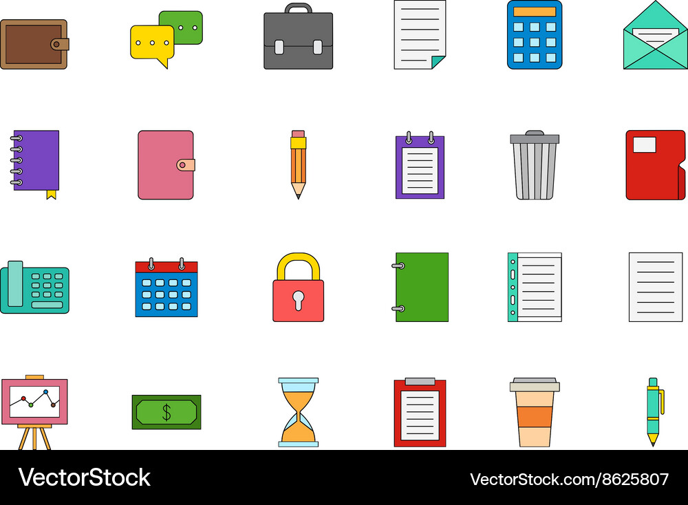 Konten bunte Symbole Set Vektorbild