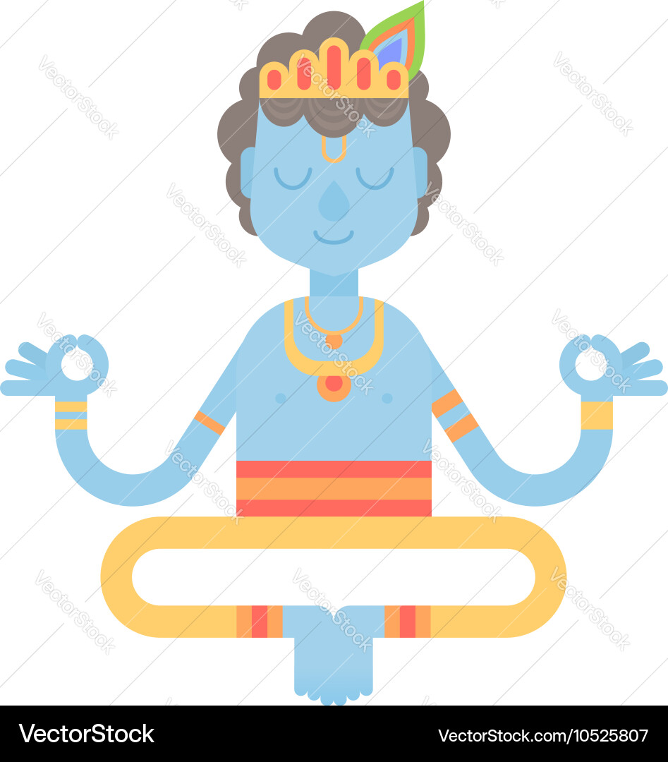 Krishna Meditating in Lotus Pose Vector Image