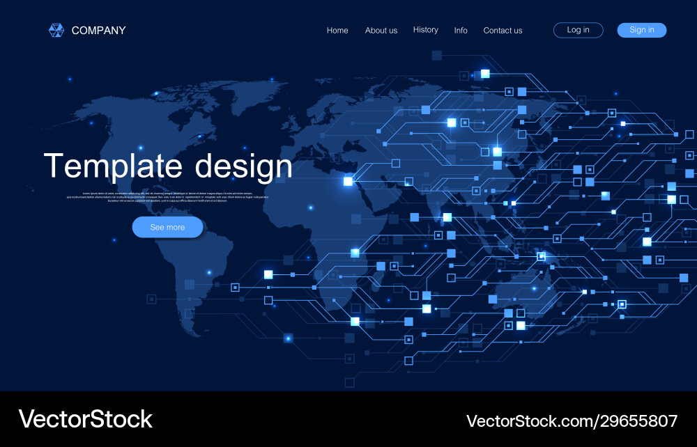 Landing page tech background with abstract circuit Landing page tech background with abstract circuit vector image