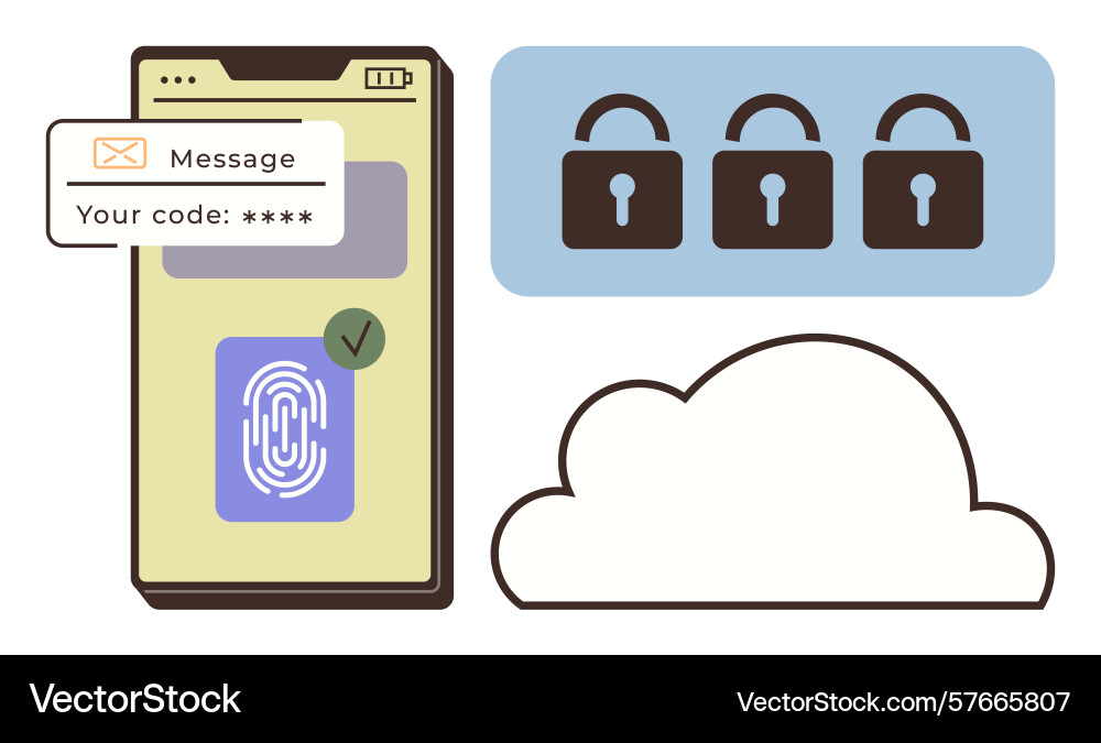 Smartphone authentication with fingerprint Smartphone authentication with fingerprint vector image