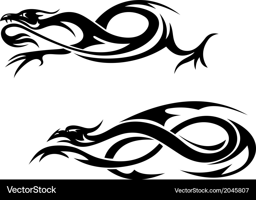 Tribal Dragon Motifs vector image