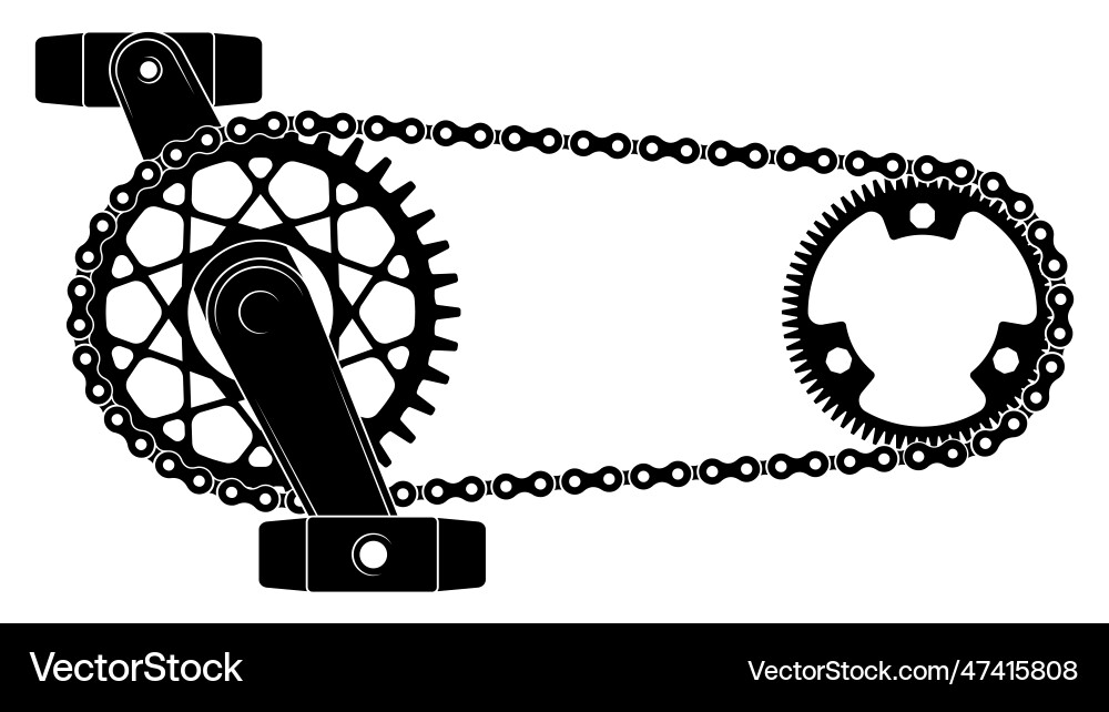 Bicycle chain drive gear mechanism with sprocket vector image