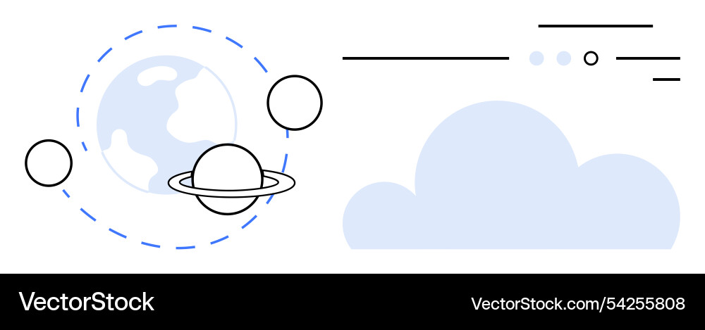 Cloud computing concept with planetary orbits Cloud computing concept with planetary orbits vector image