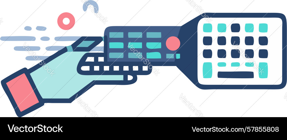 Hand interacting with keyboard multi-device vector image