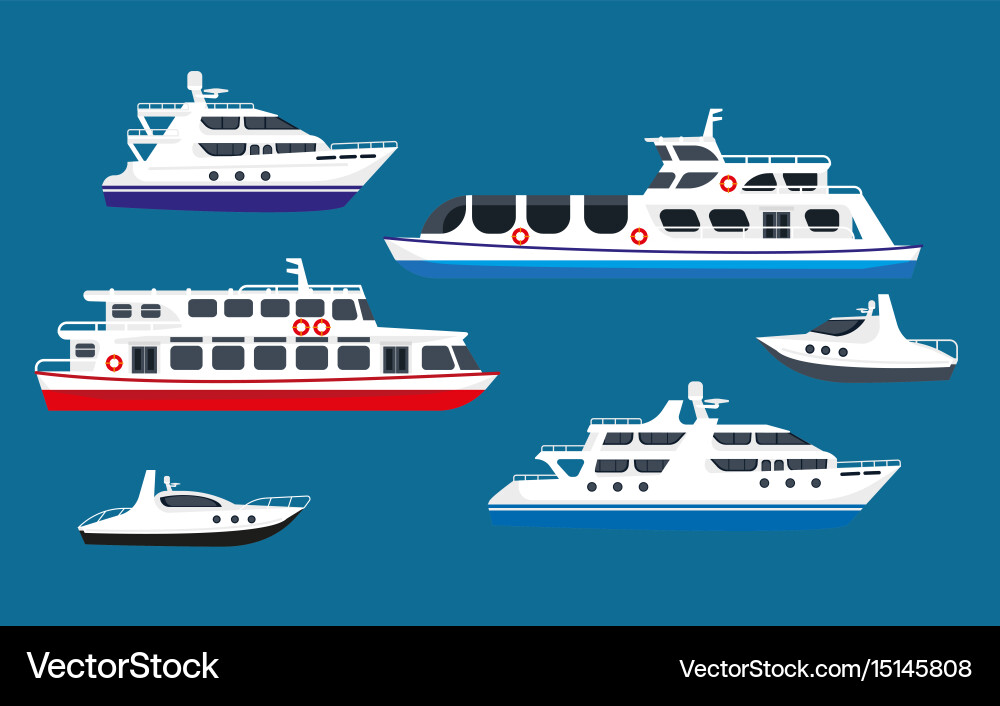 Kreuzfahrtschiffe und Yachten vektorbild