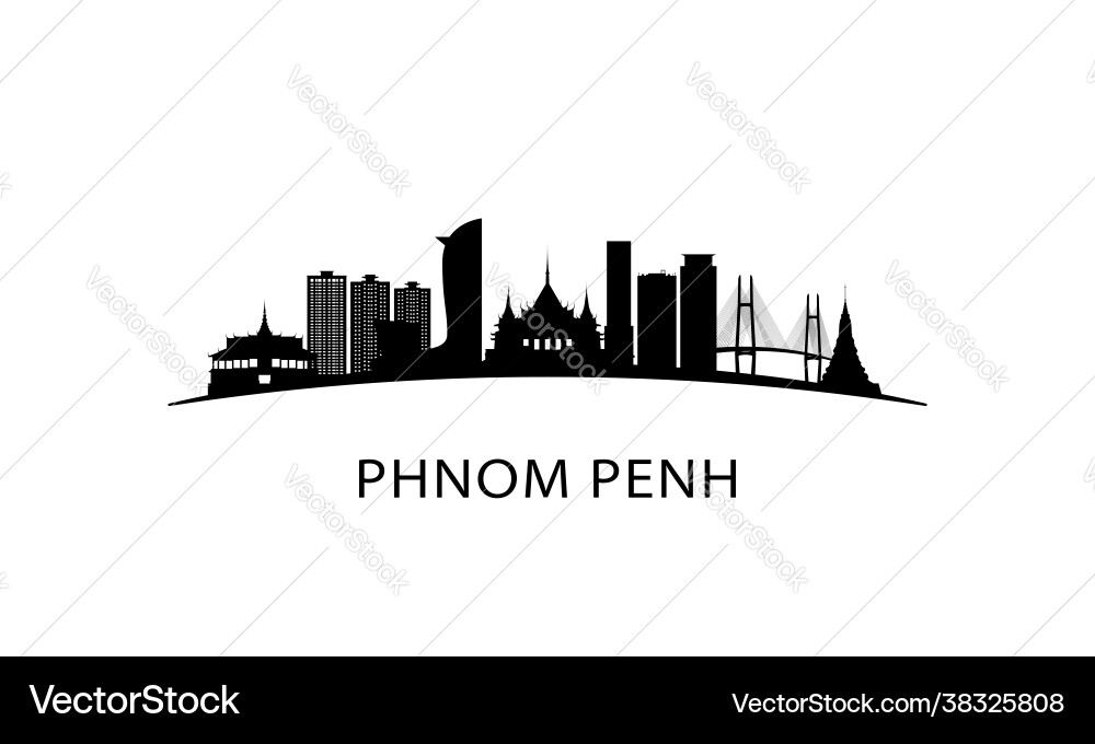 Phnom penh city skyline schwarz cityscape isoliert Phnom penh city skyline schwarz cityscape isoliert vektorbild