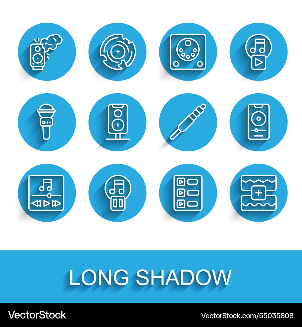 Set line music player pause button stereo speaker Set line music player pause button stereo speaker vector image