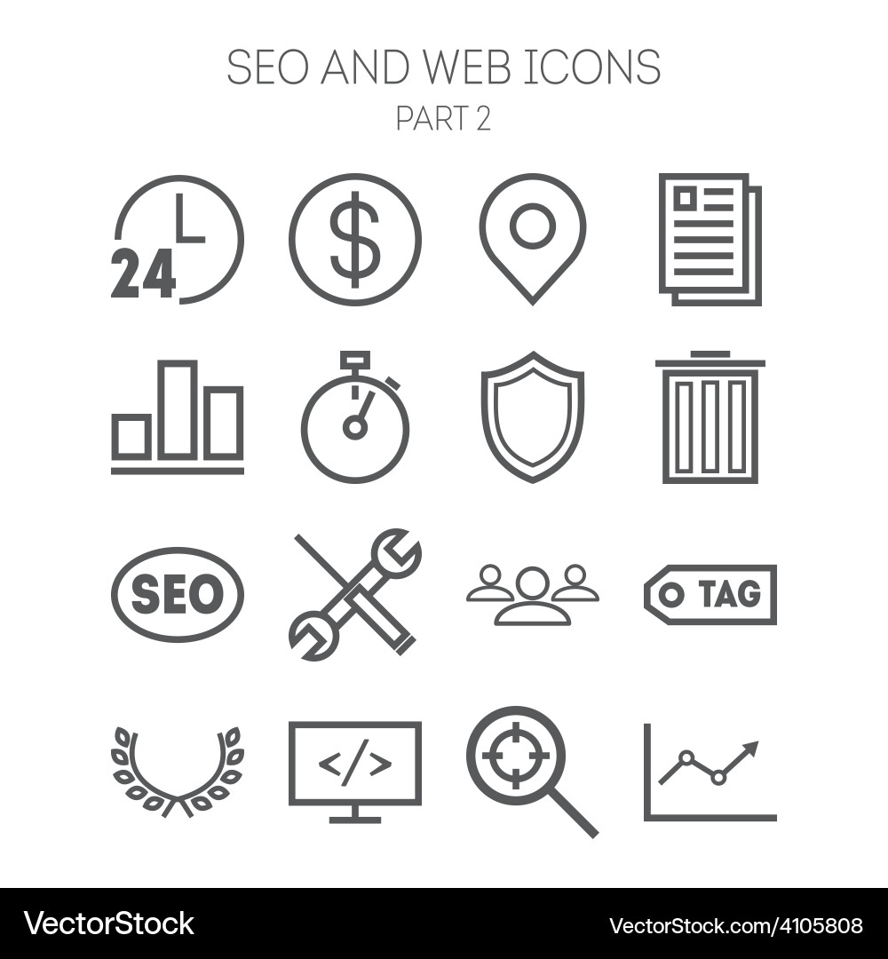 Set of simple icons for search engine optimization vector image