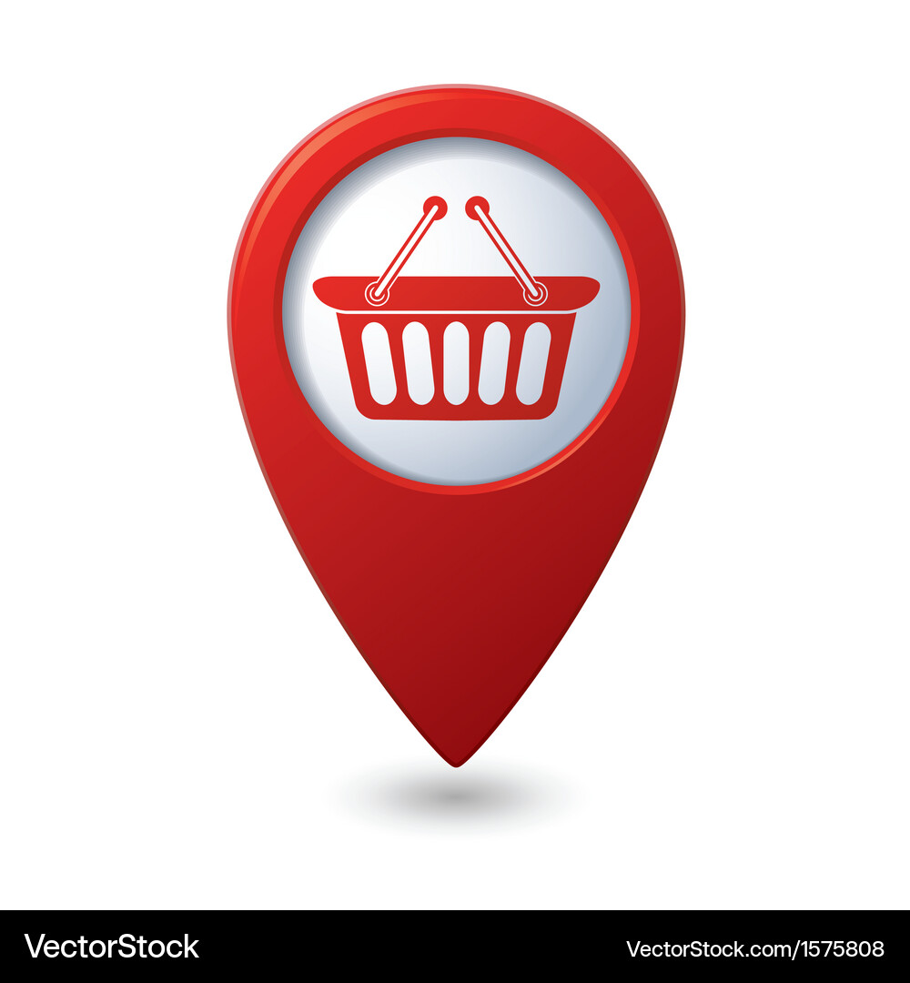 Shopping Basket Map Pointer Vector Image