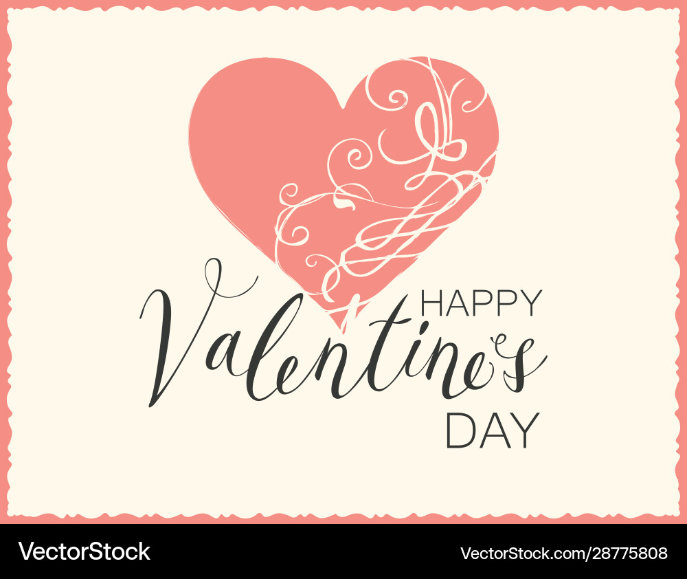 Valentine card with pink heart Valentine card with pink heart vector image