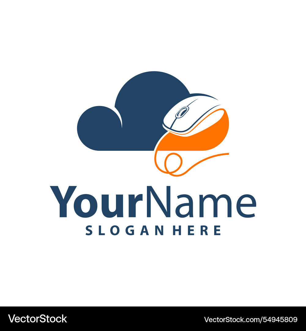 Computer mouse with cloud logo design Computer mouse with cloud logo design vector image