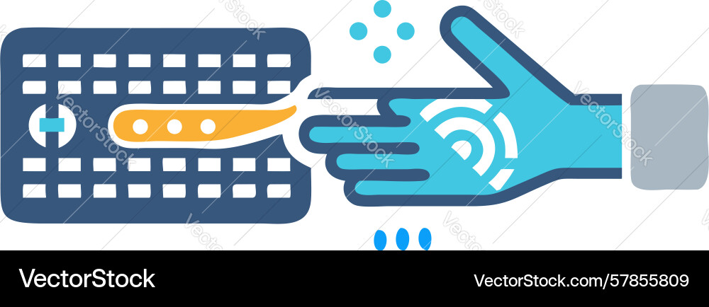 Hand with smartwatch and keyboard connected Vector Image