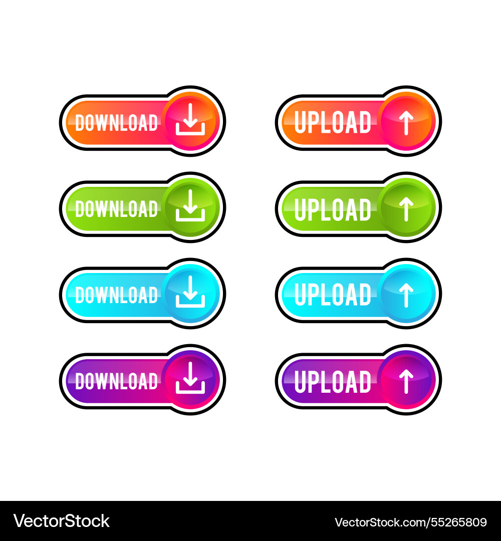 Modern button with download and upload 3d Modern button with download and upload 3d vector image