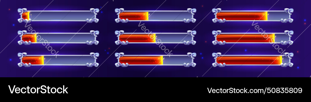 Progress bar loading steps Progress bar loading steps vector image