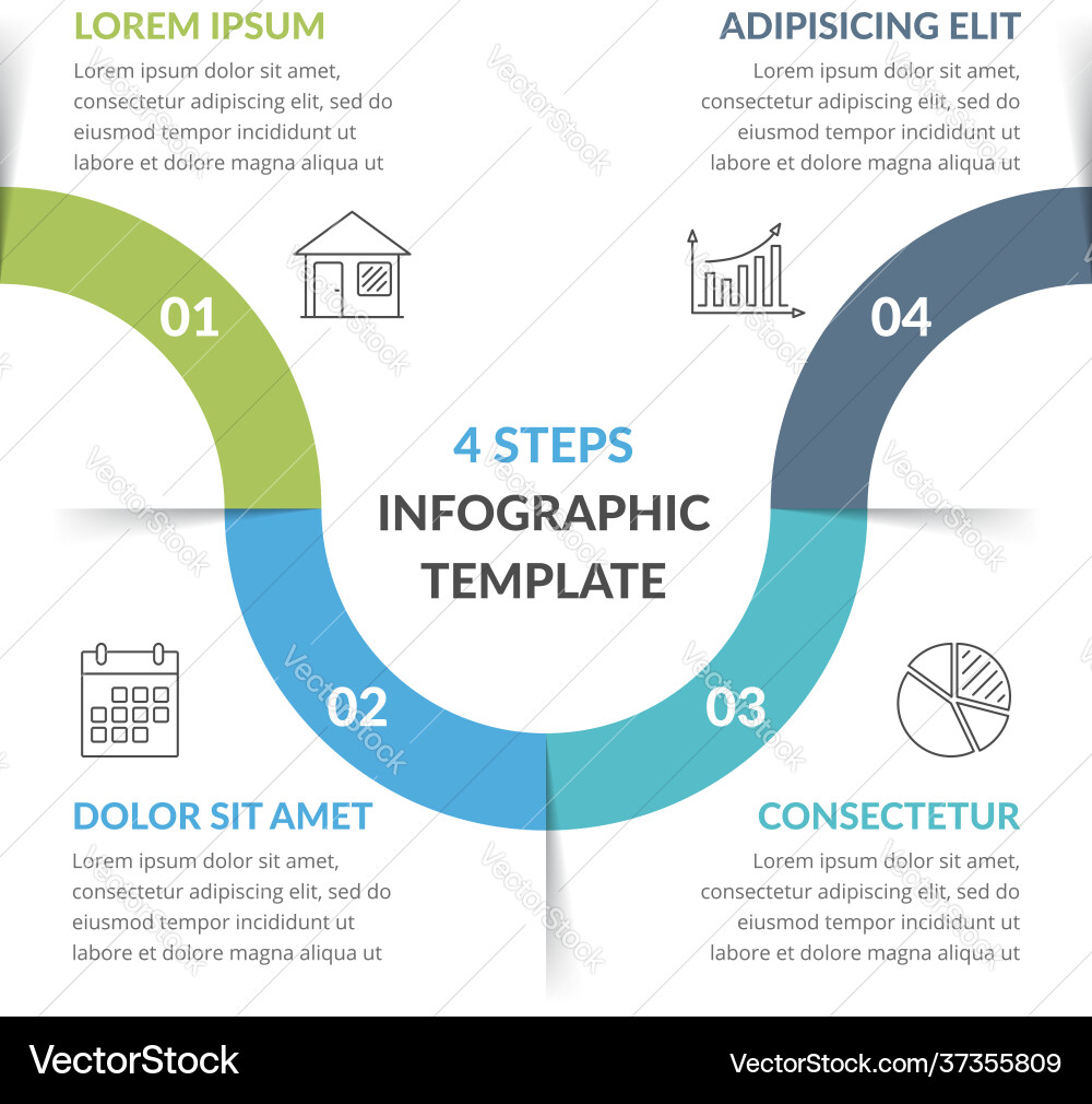 Workflow Infographic Template - 4 Steps Vector Image