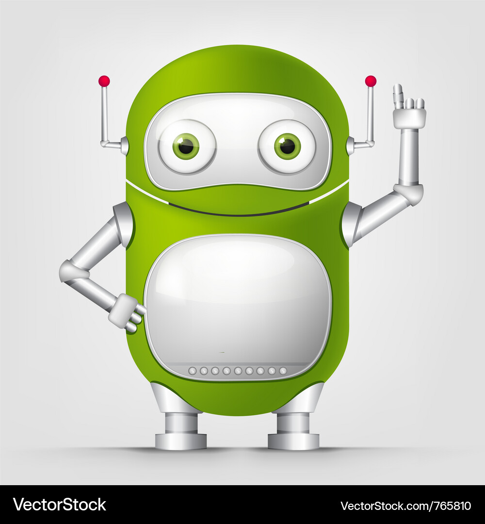Cute Android Robot Character Vector Image