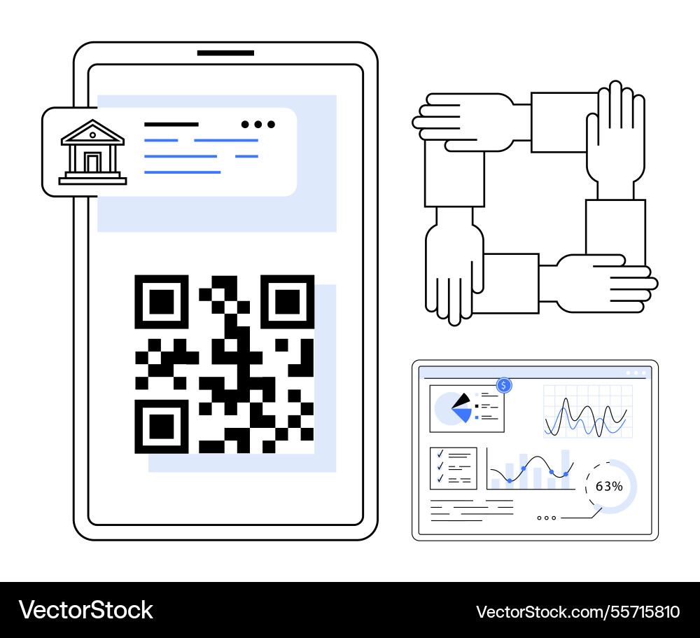 Digital payment qr code on smartphone Digital payment qr code on smartphone vector image