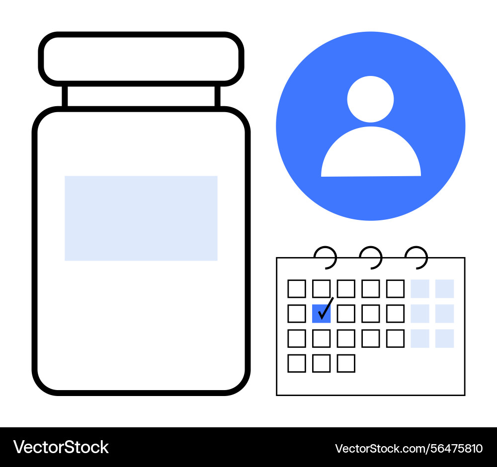 Medication schedule with user profile and calendar Medication schedule with user profile and calendar Vector Image