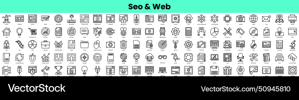 Set of seo and web icons linear style icon bundle Set of seo and web icons linear style icon bundle vector image