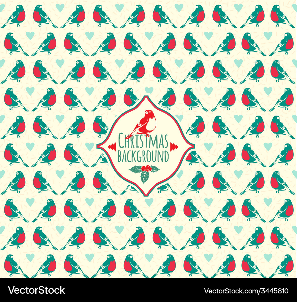 Vintage christmas pattern with bullfinch winter Vector Image
