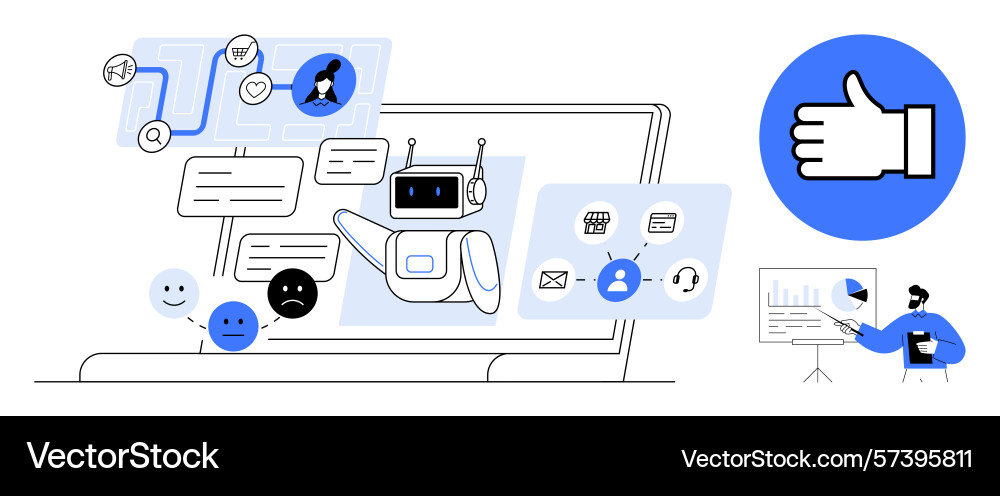 Ai chatbot assisting with customer interactions Ai chatbot assisting with customer interactions vector image