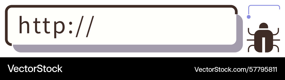 Bug crawling on address bar highlighting internet Vector Image