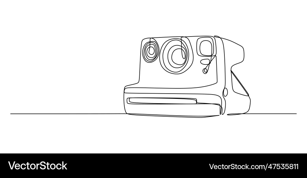 Continuous single one line of polaroid camera Vector Image
