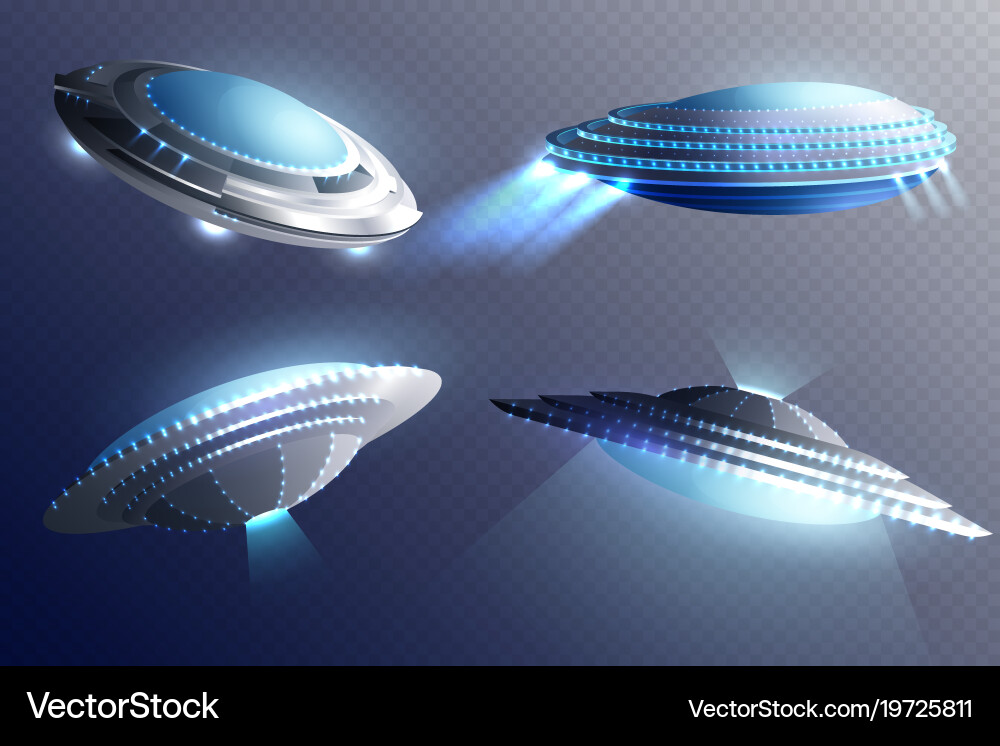 Glowing Spaceships - Sci-Fi Set vector image