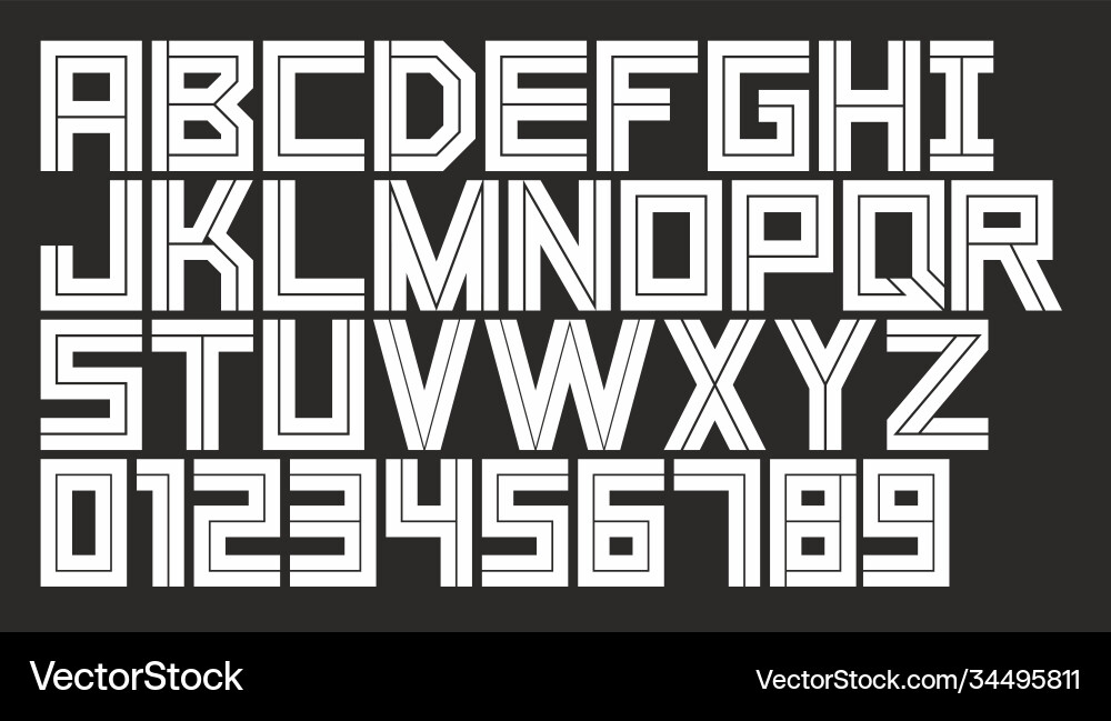 Linear font vector image