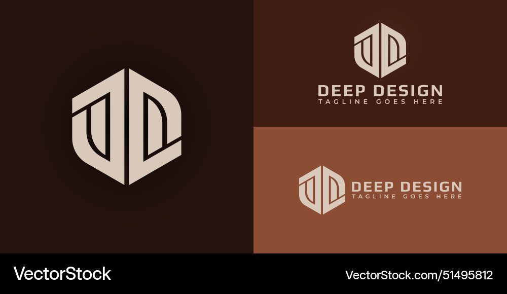 Abstract initial hexagon letters d or dd logo Vector Image