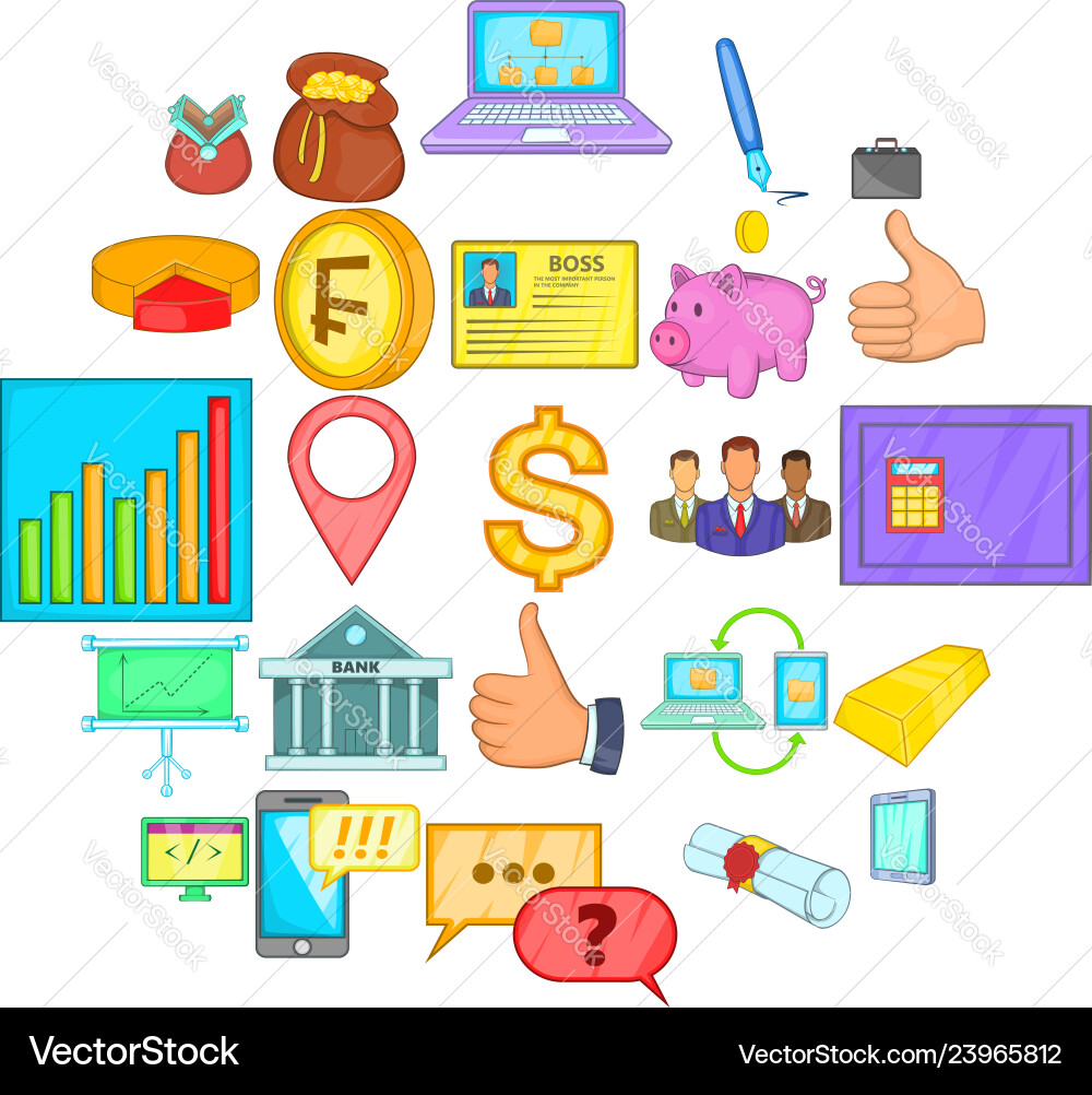 Accountancy icons set cartoon style Accountancy icons set cartoon style vector image
